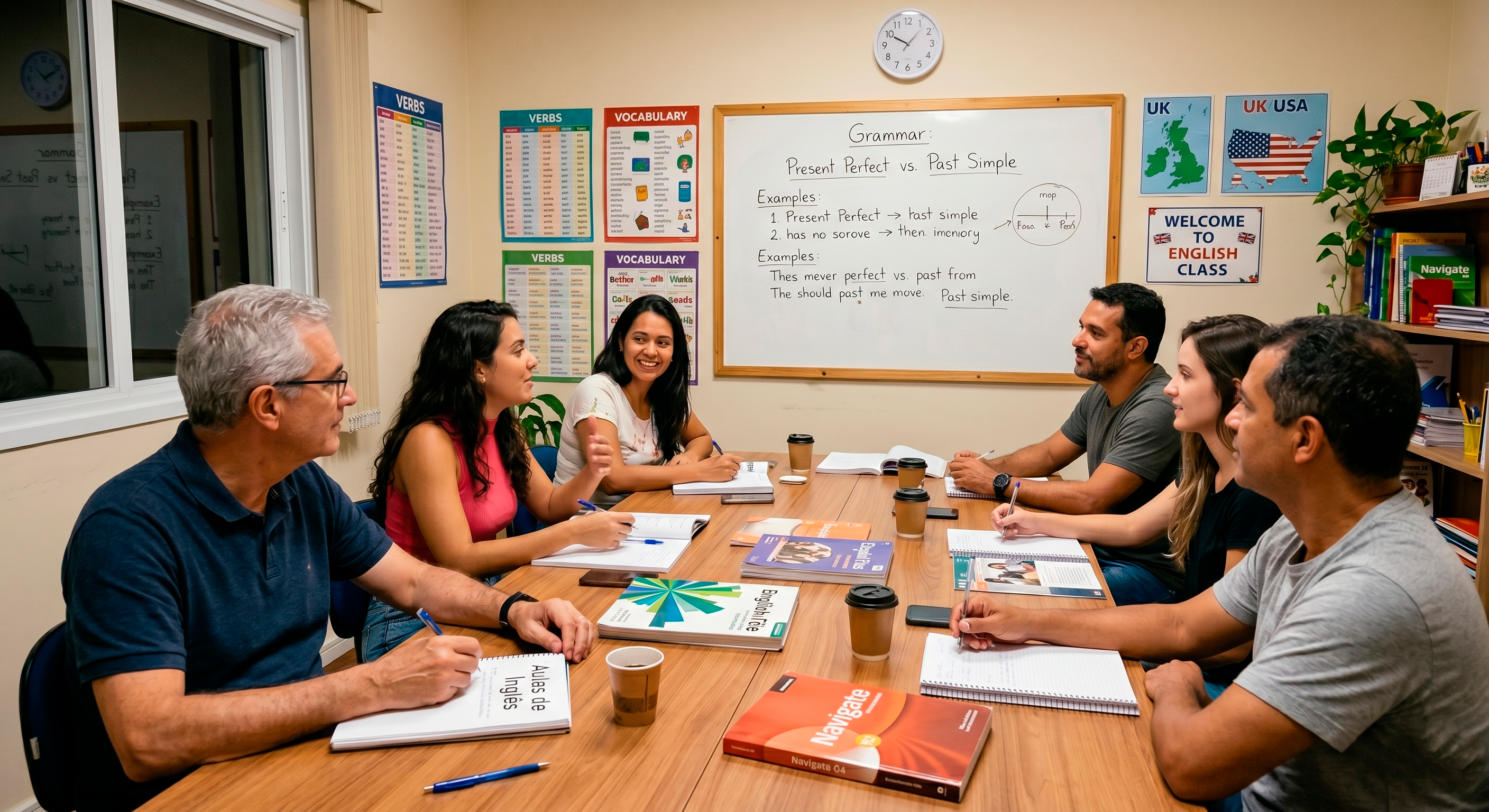 Alunos do curso Adults aprendendo inglês